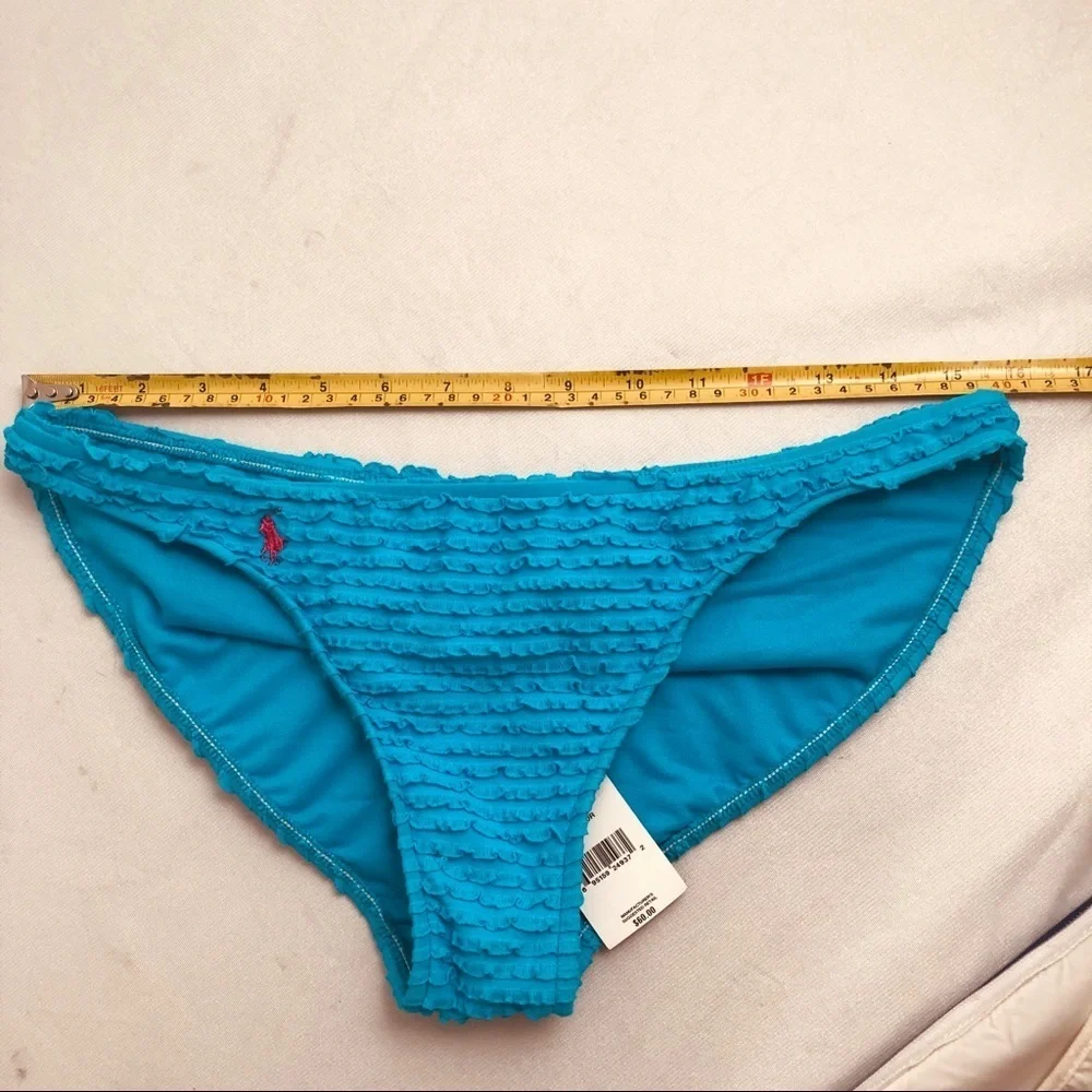 Ralph Lauren Polo turquoise ruffle bikini bottom L